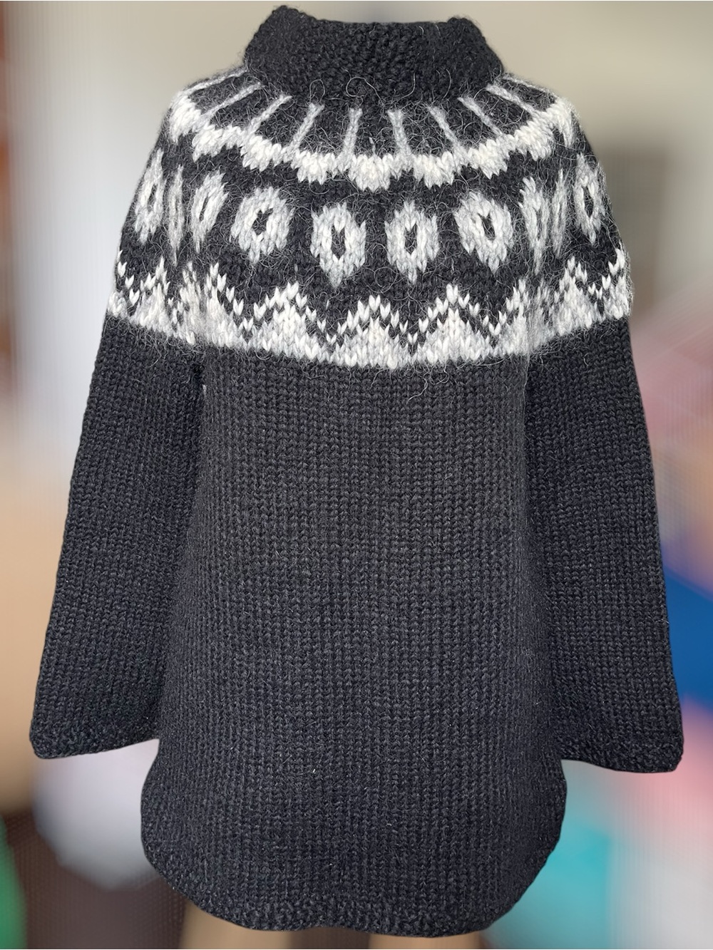 Vintage Hand Knit Icelandic or Nordic Sweater Fair Isle Norwegian Wool Lopapeysa